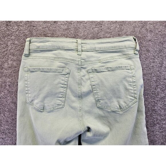 Kut From The Kloth Jeans Size 4 Green Amy Crop Straight Leg Raw Hem - Picture 3 of 9